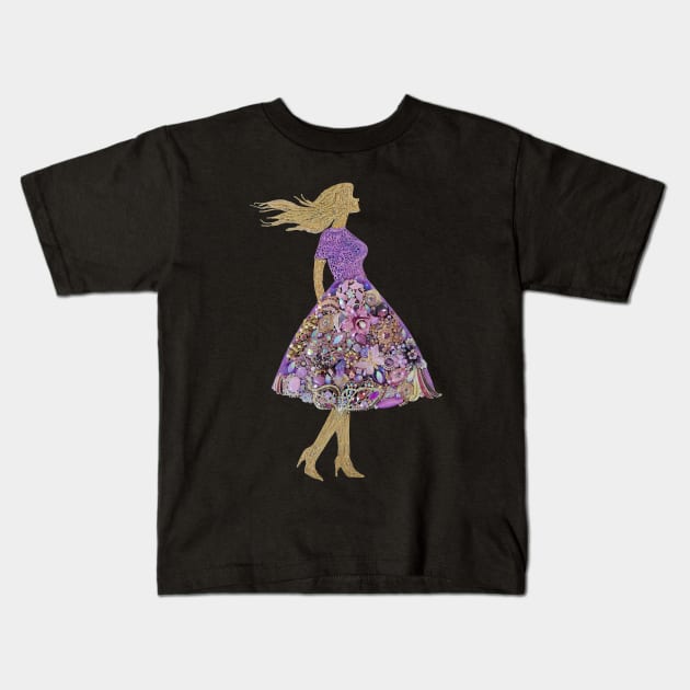 Purple Lady Jewelry Kids T-Shirt by The Brooch and Pearl